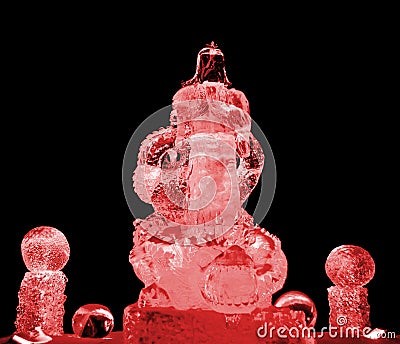 Guan Yu ice sculpture red Editorial Stock Photo